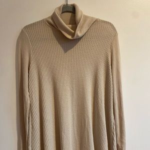 Long sleeve cream turtle neck dress